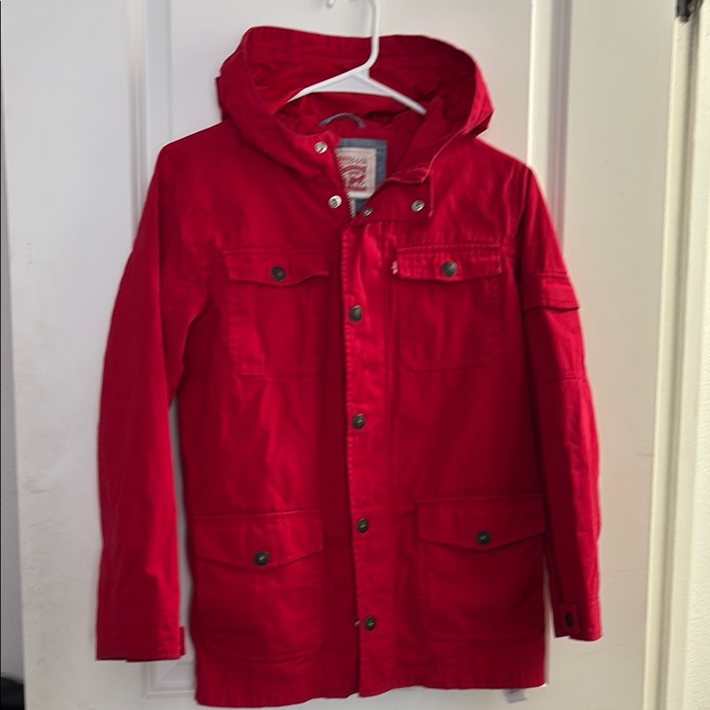 Red Hooded LEVI Jacket